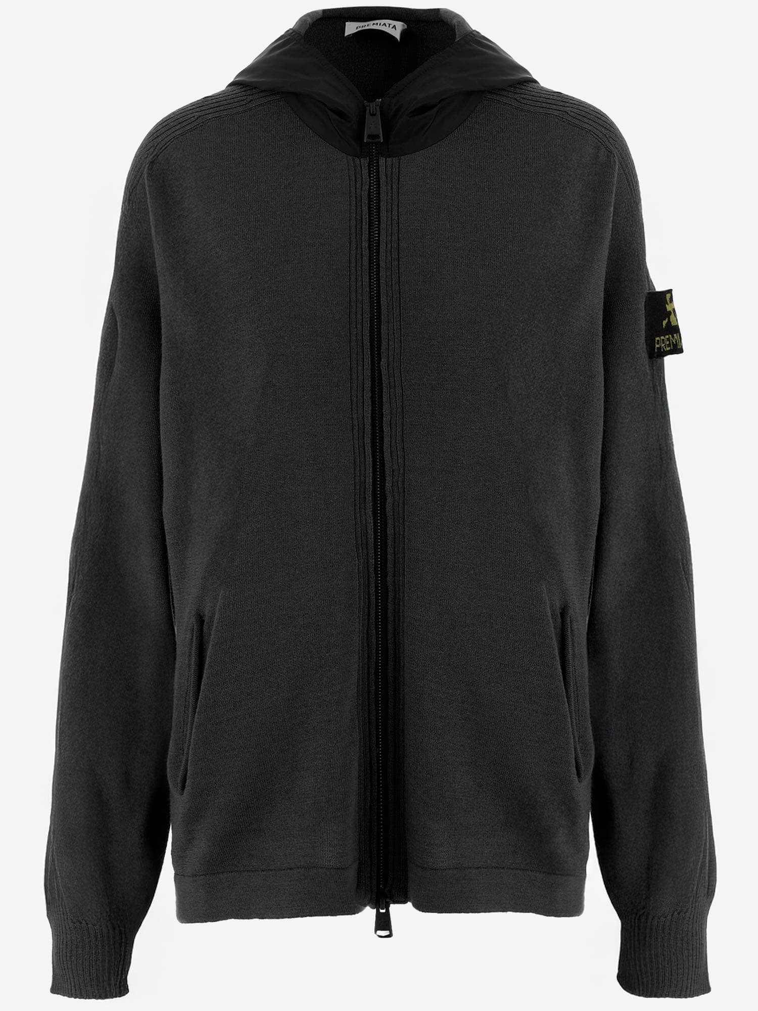 Premiata Merino Wool Zip-up Sweatshirt In Black
