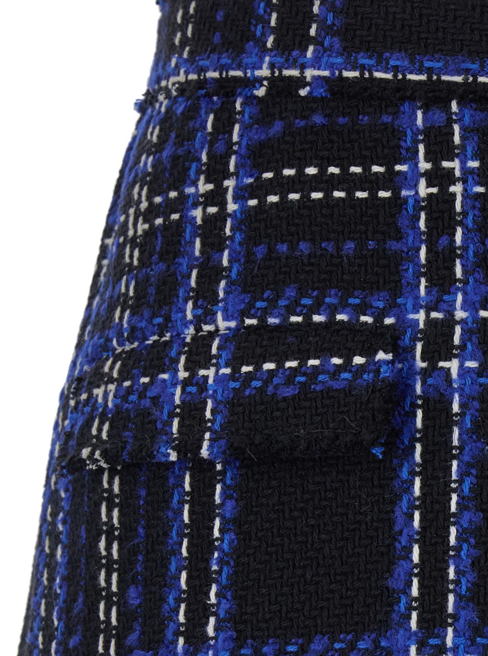 Shop Msgm Black And Blue Skorts With Check Motif In Fabric Woman