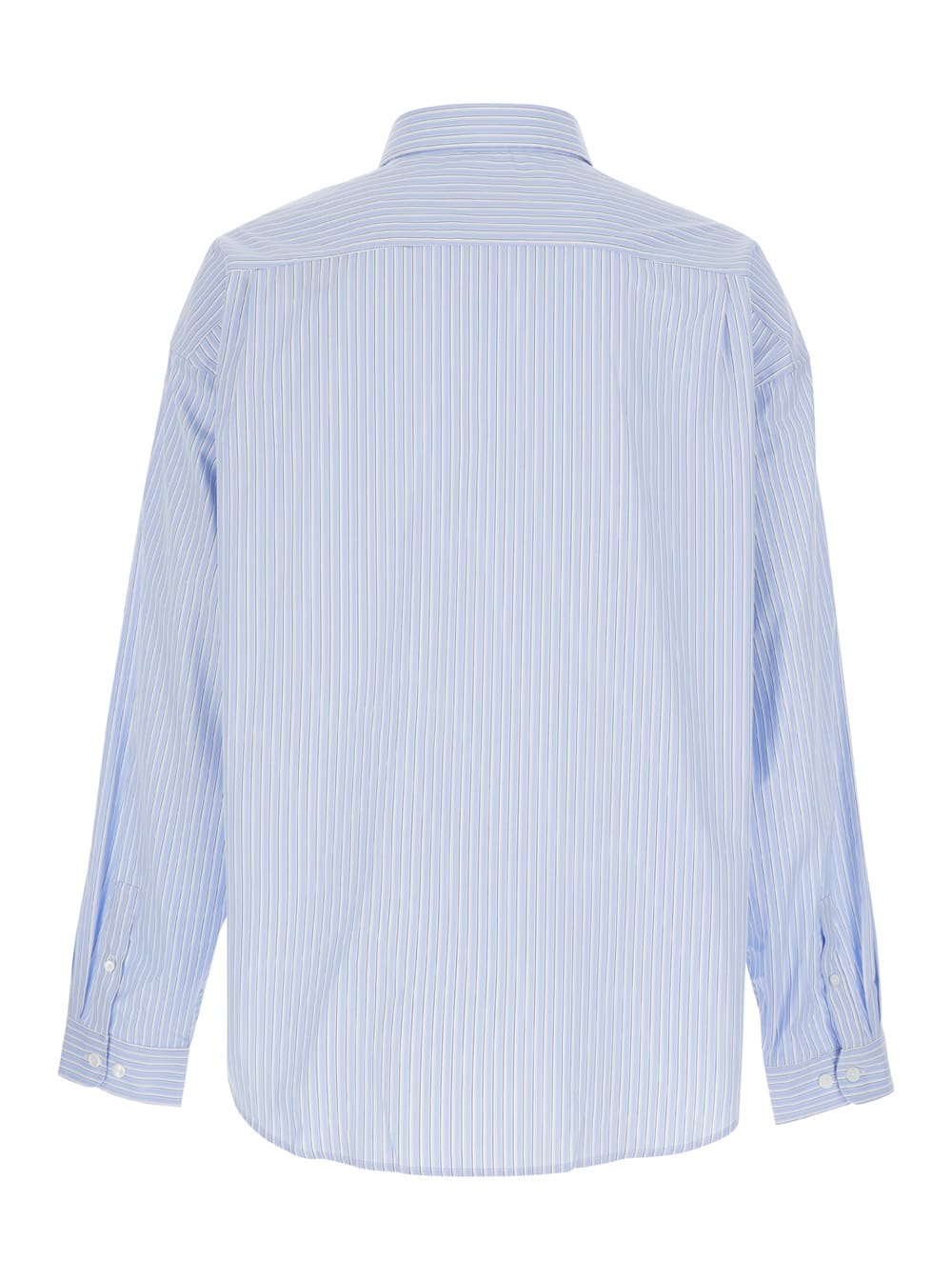 Shop Givenchy Light Blue Stripe Shirt With Logo Lettering Embrodery In Cotton Man