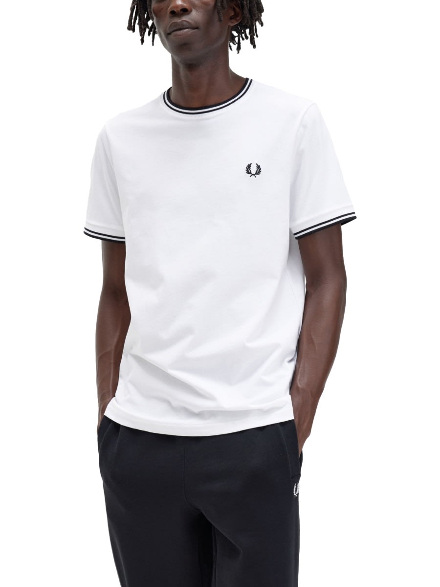 Shop Fred Perry Cotton T-shirt In White