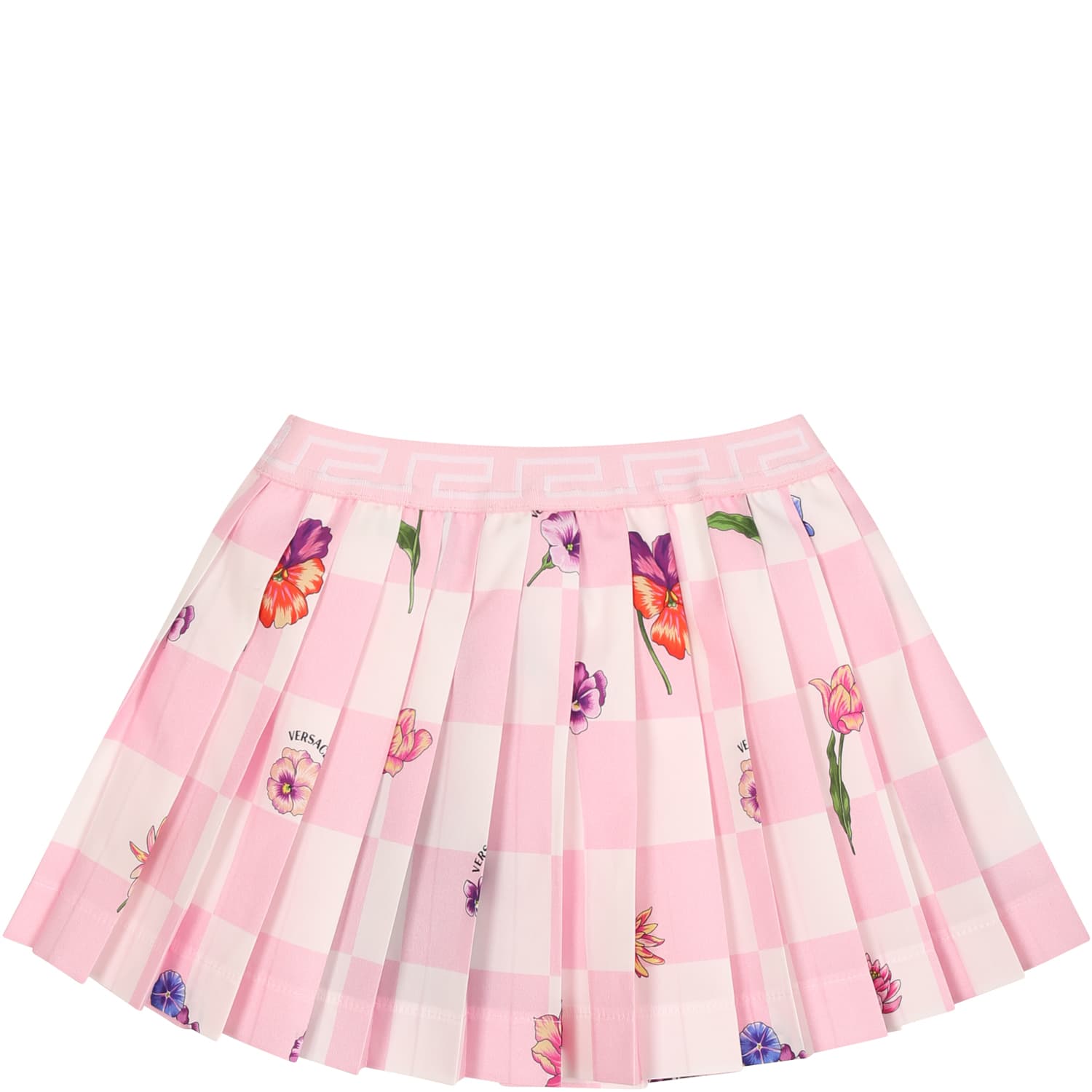 Shop Versace Pink Skirt For Baby Girl With Flower Print