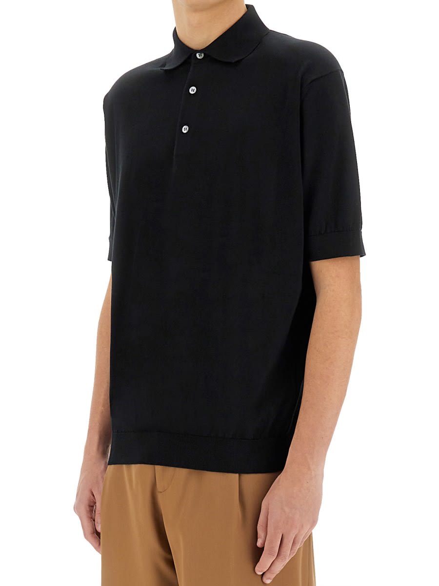 Lardini Knitted Polo. In Black