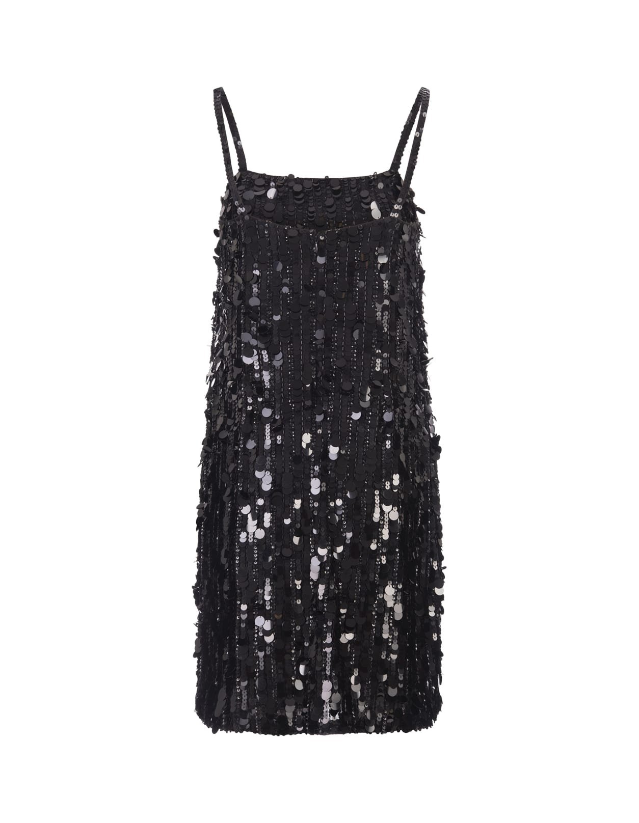 Shop P.a.r.o.s.h Black Full Sequins Gender Mini Dress In Nero