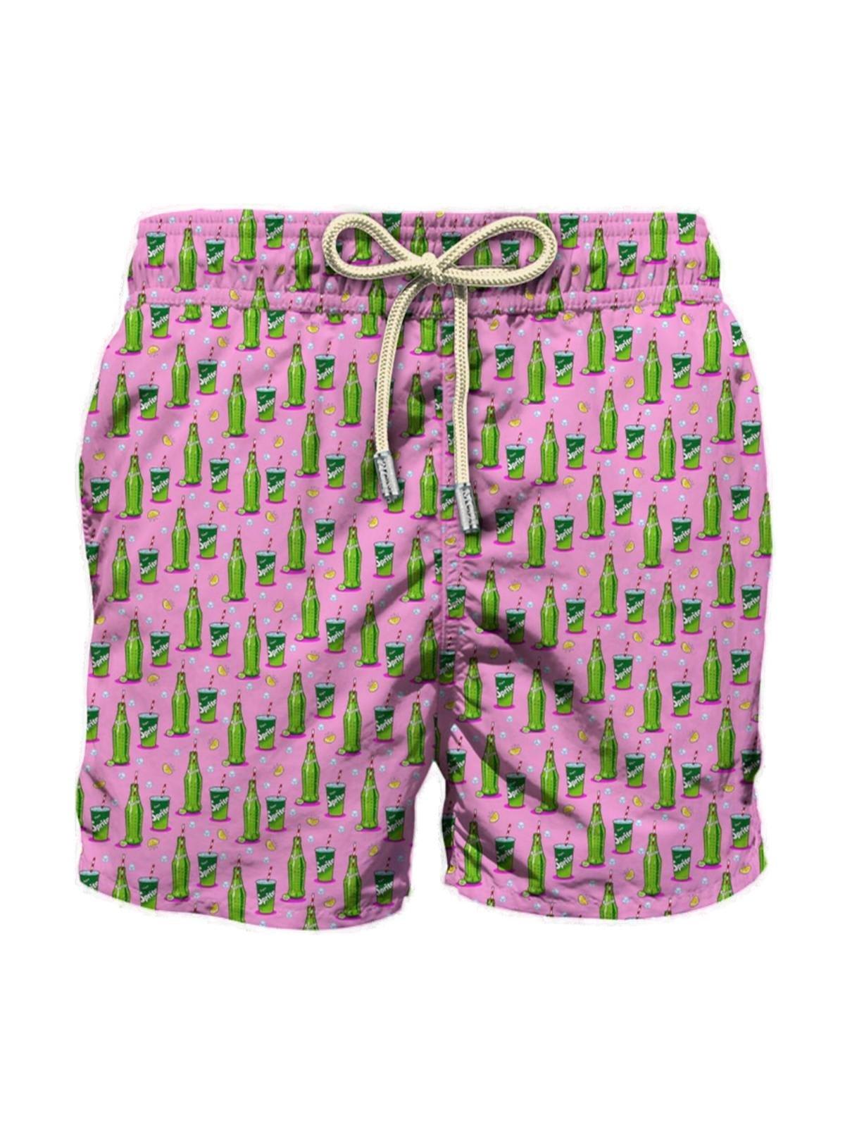 Mc2 Saint Barth Graphic Printed Drawstring Swim Shorts In Pink