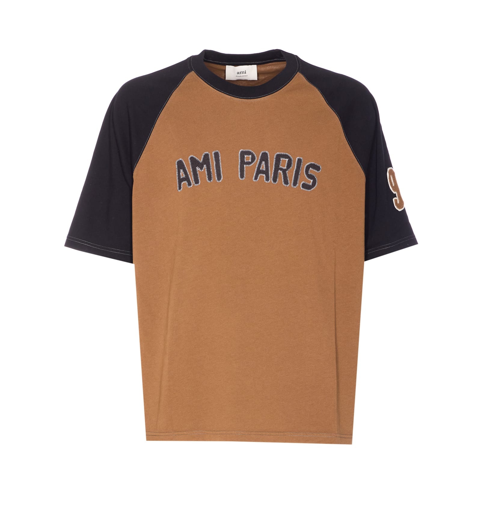 Ami Alexandre Mattiussi Ami Paris Men Cotton Colorblock T-shirt In Brown