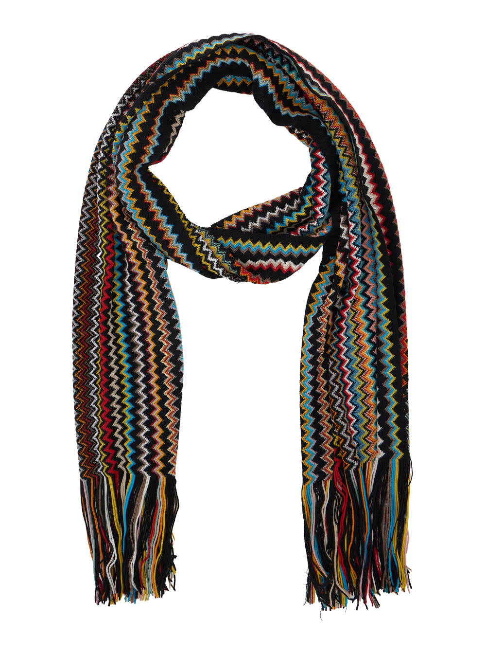 Missoni Zigzag-pattern Fringed Scarf In Multi
