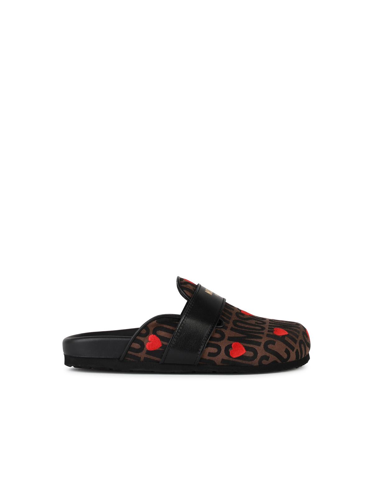 Shop Moschino Brown Leather Blend Slippers