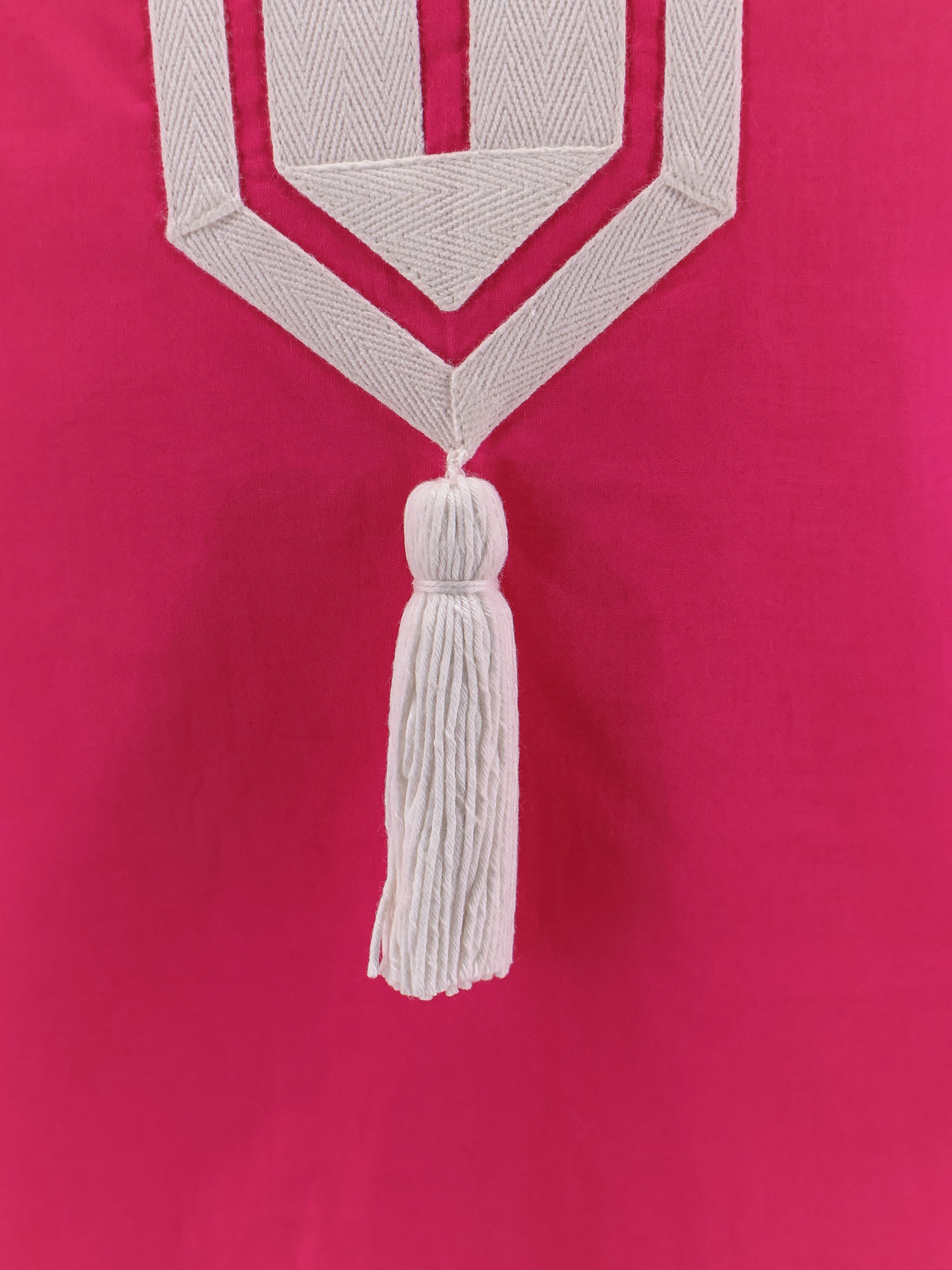 Tory Burch Cotton Short Dress With Contrasting Profiles In Pink