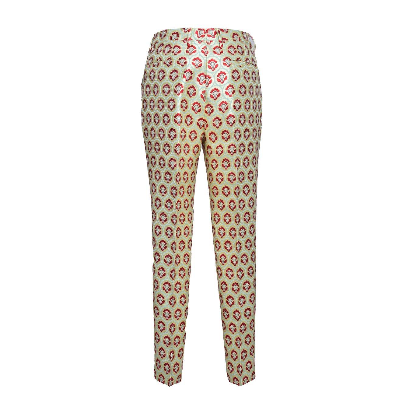 Shop Etro All-over Patterned Mid-rise Trousers In Giallo/rosso