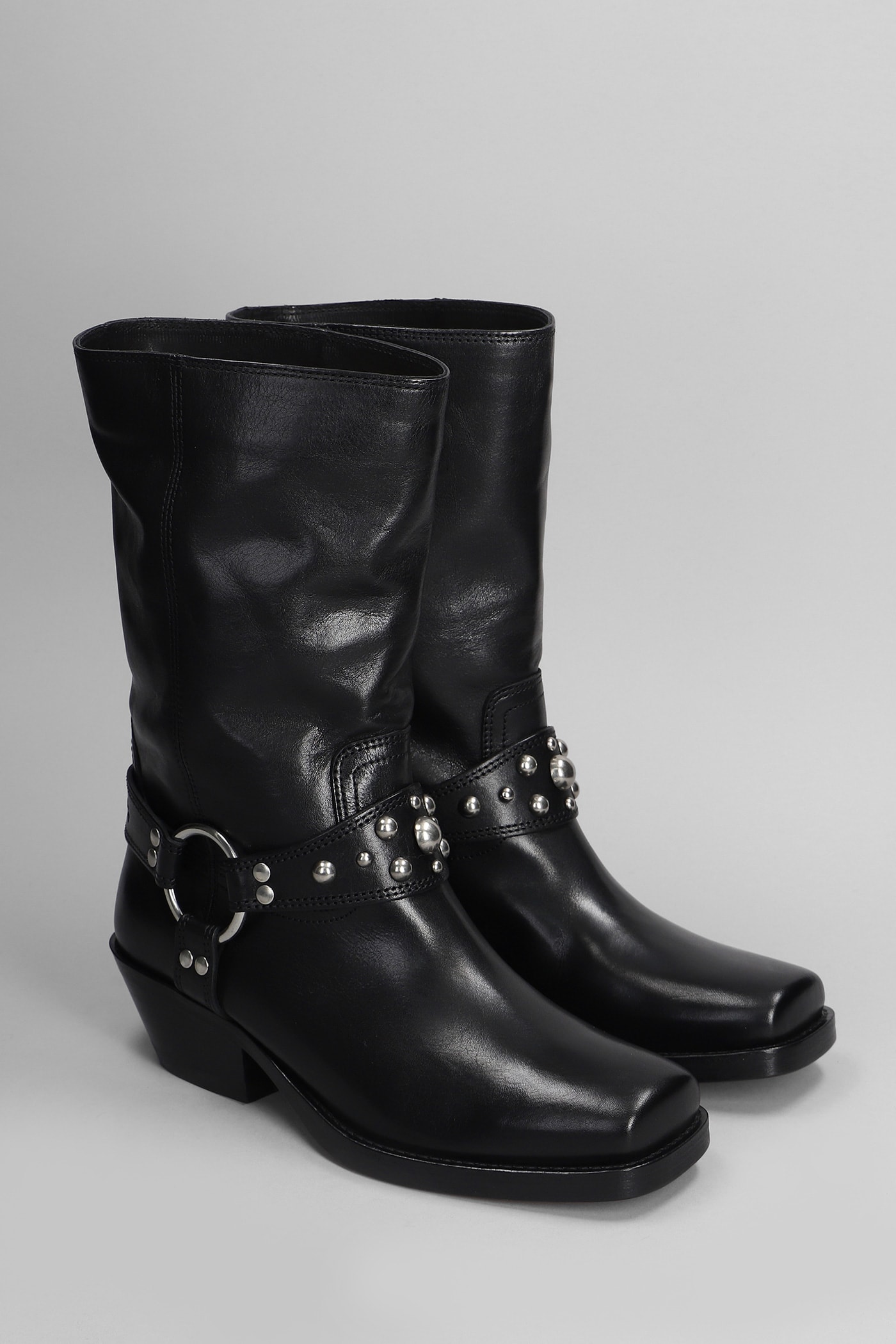 Shop Isabel Marant Antya Low Heels Ankle Boots In Black Leather