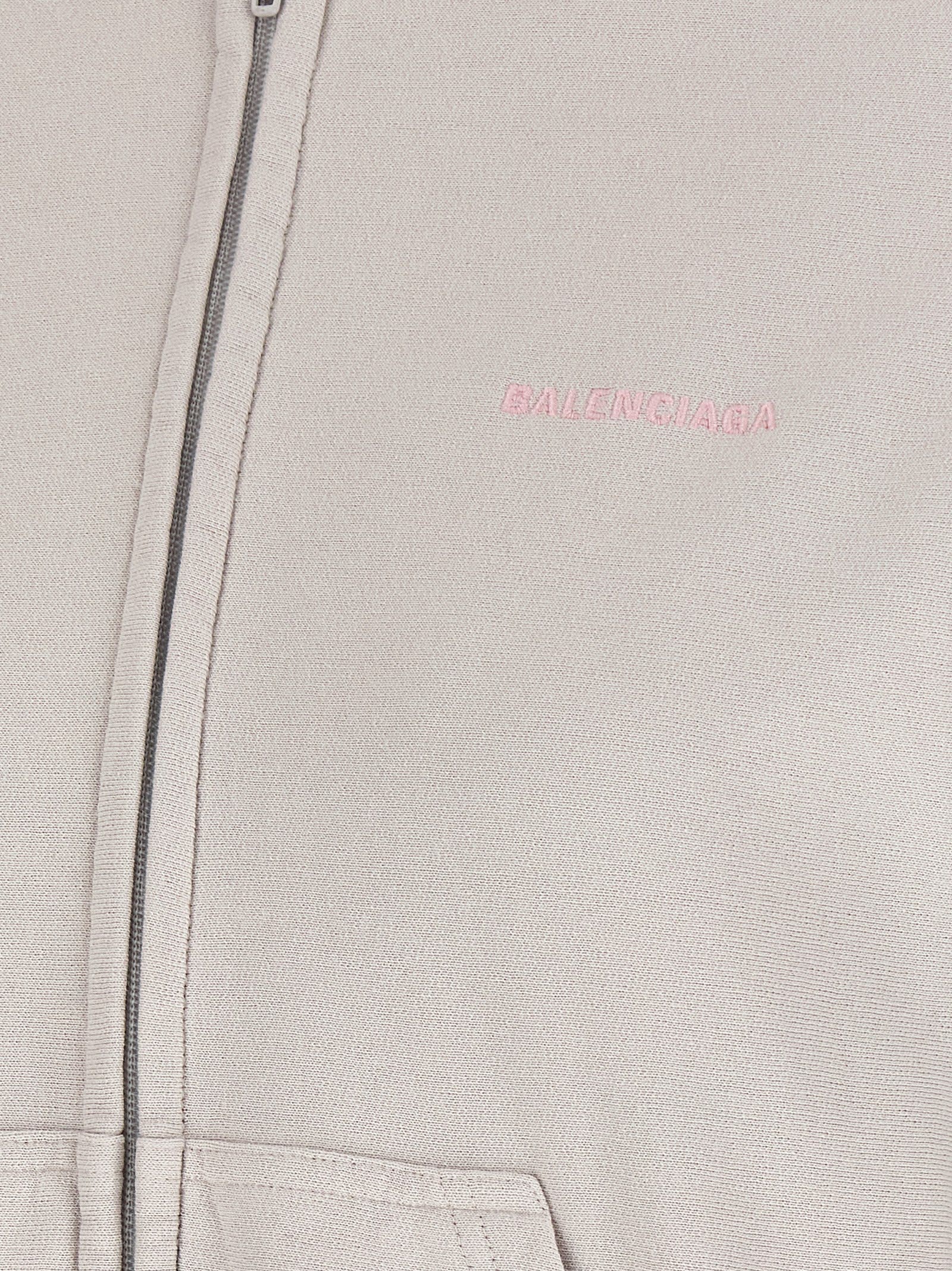Balenciaga Logo Embroidery Hoodie Sweatshirt Gray In Neutral