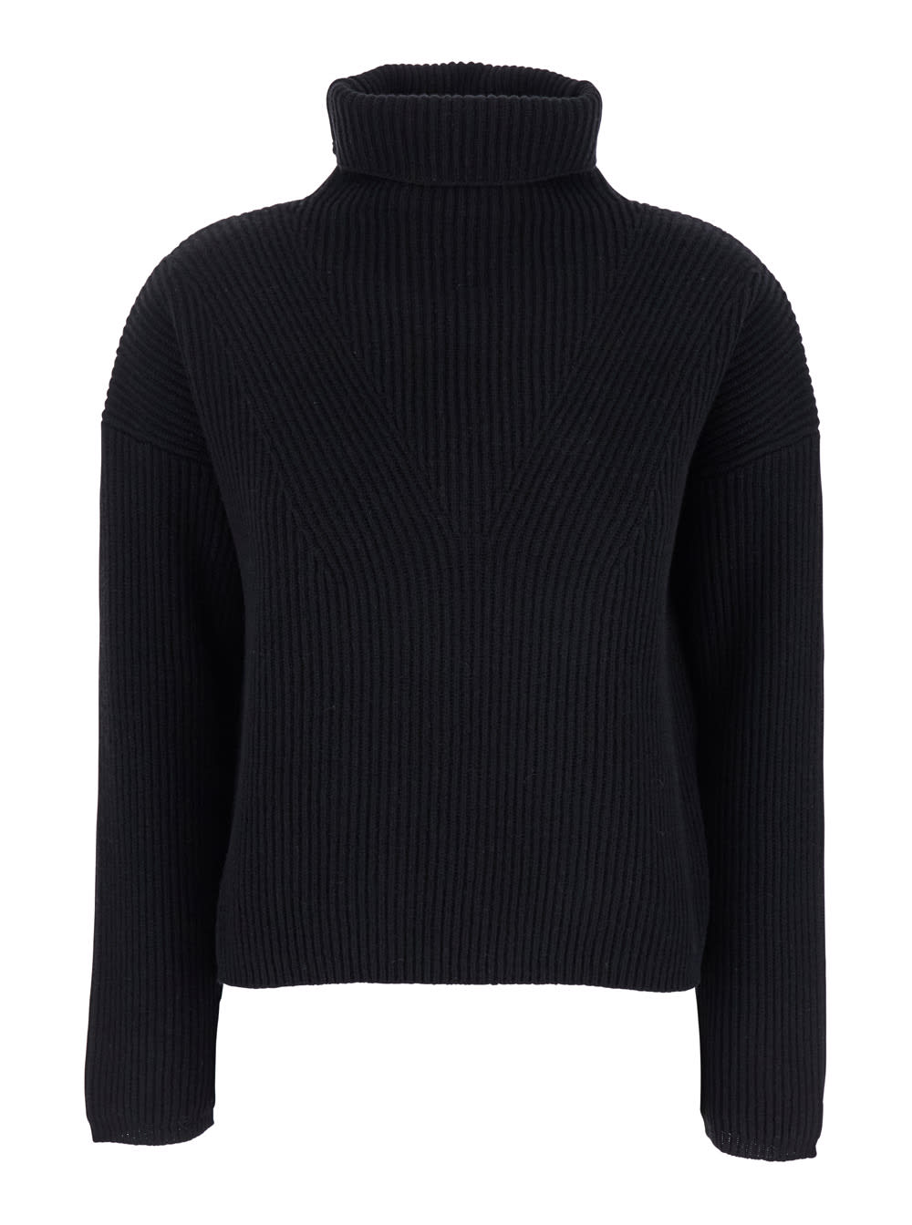 Max Mara Golia Black Turtleneck Sweater In Wool And Cashmere Woman In Black