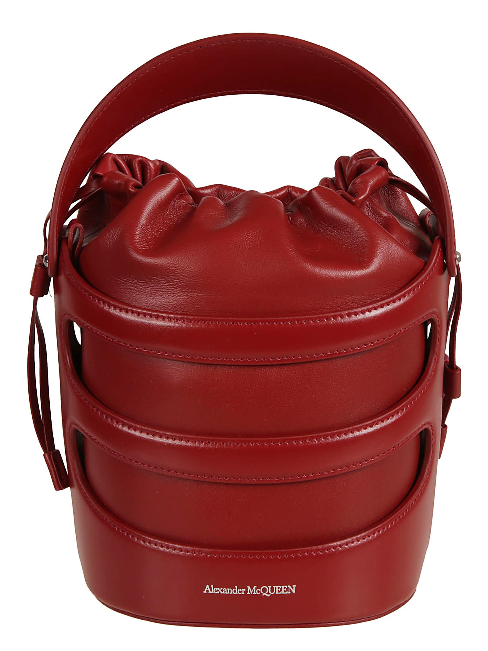 Shop Alexander Mcqueen The Rise Bucket Bag In Dark Red