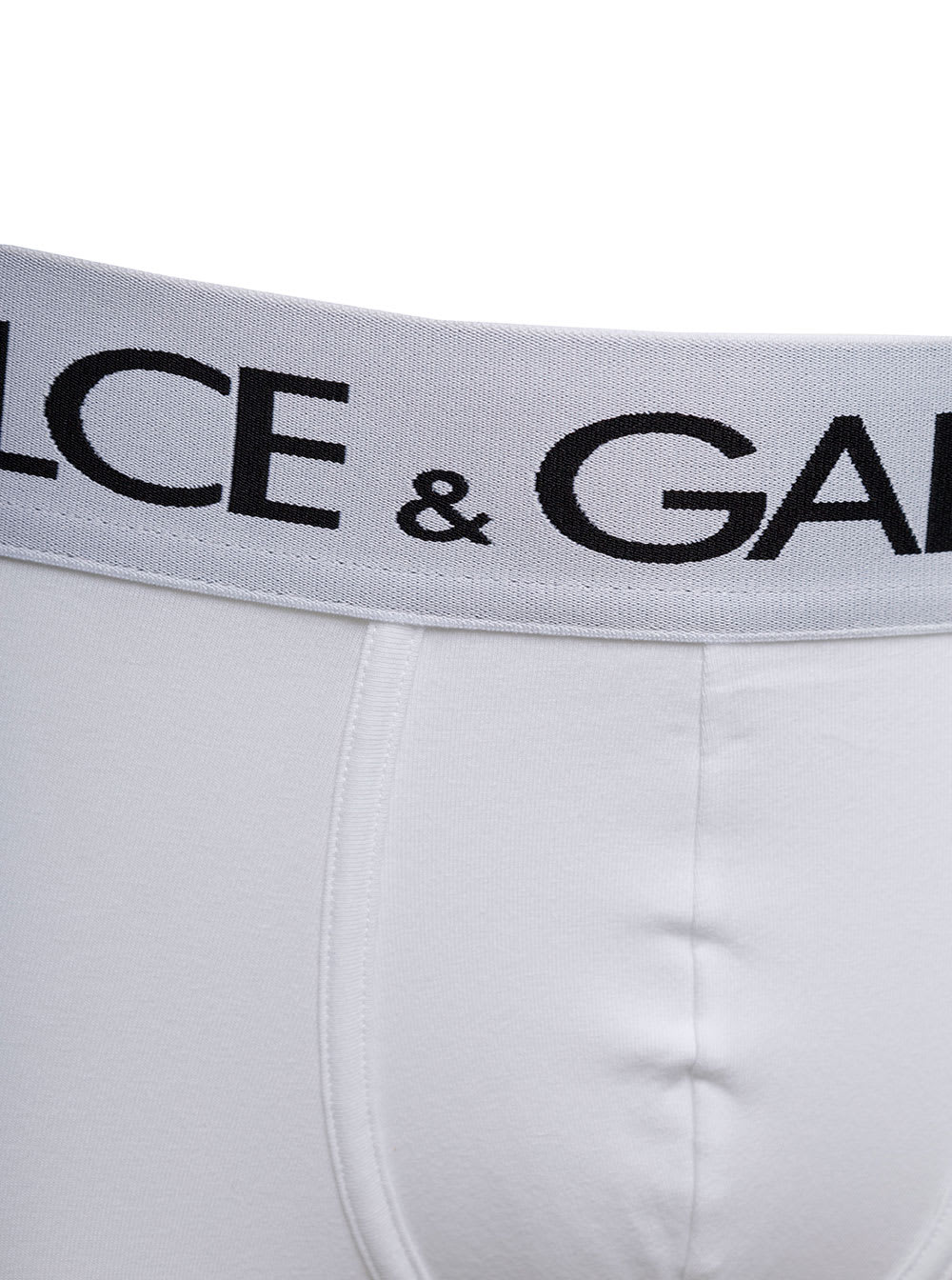 Shop Dolce & Gabbana White Boxer Briefs With Branded Waistband In Stretch Cotton Man In Bianco