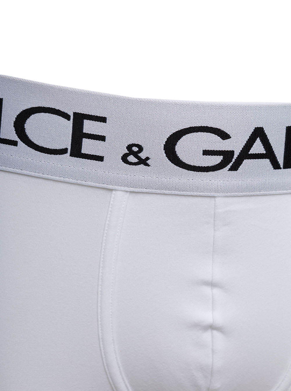 Shop Dolce & Gabbana White Boxer Briefs With Branded Waistband In Stretch Cotton Man In Bianco Ottico