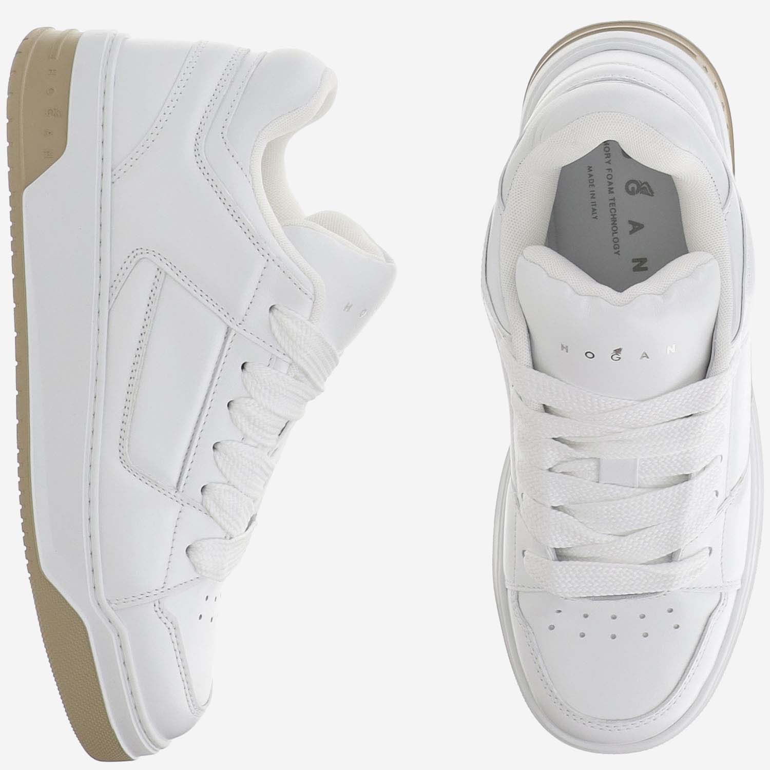 Hogan Men's Leather Sneakers With Logos In White