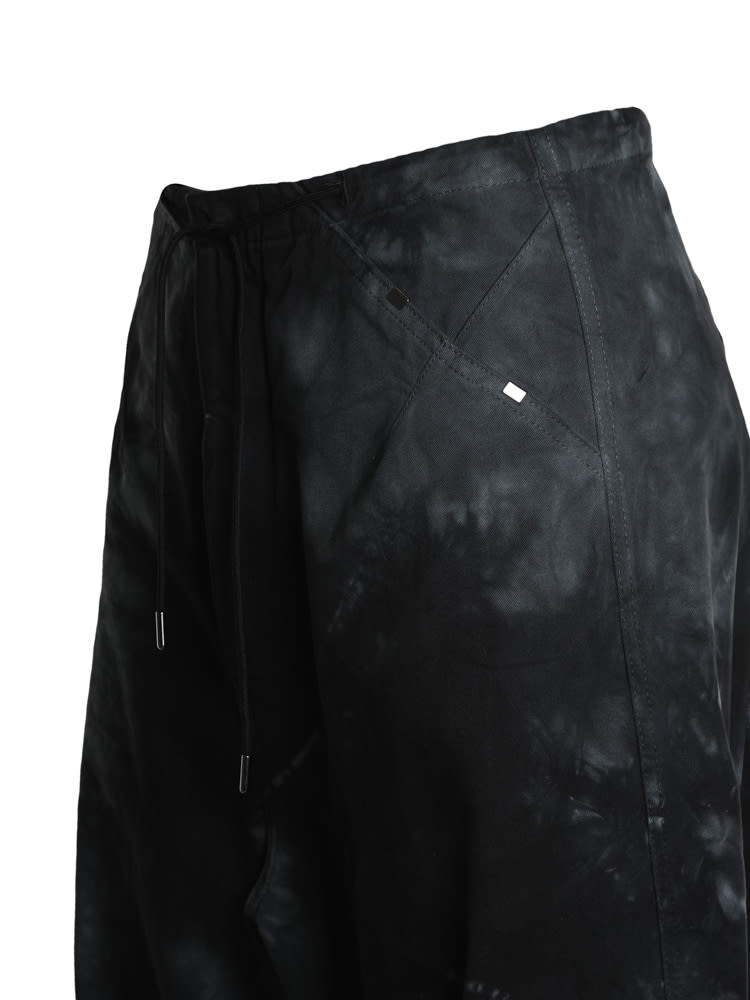 Shop Darkpark Wide-leg Trousers With Tie-dye Motif In Black/grey
