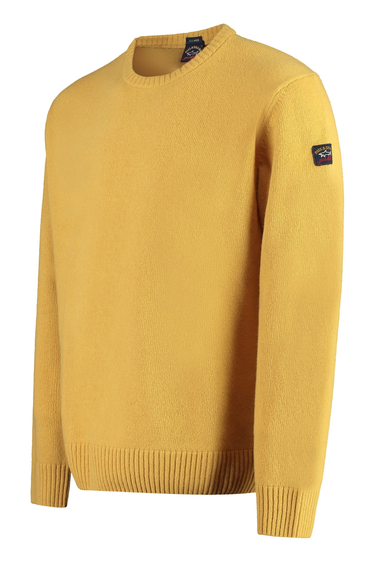 Shop Paul&amp;shark Crew-neck Wool Sweater Sweater In Yellow