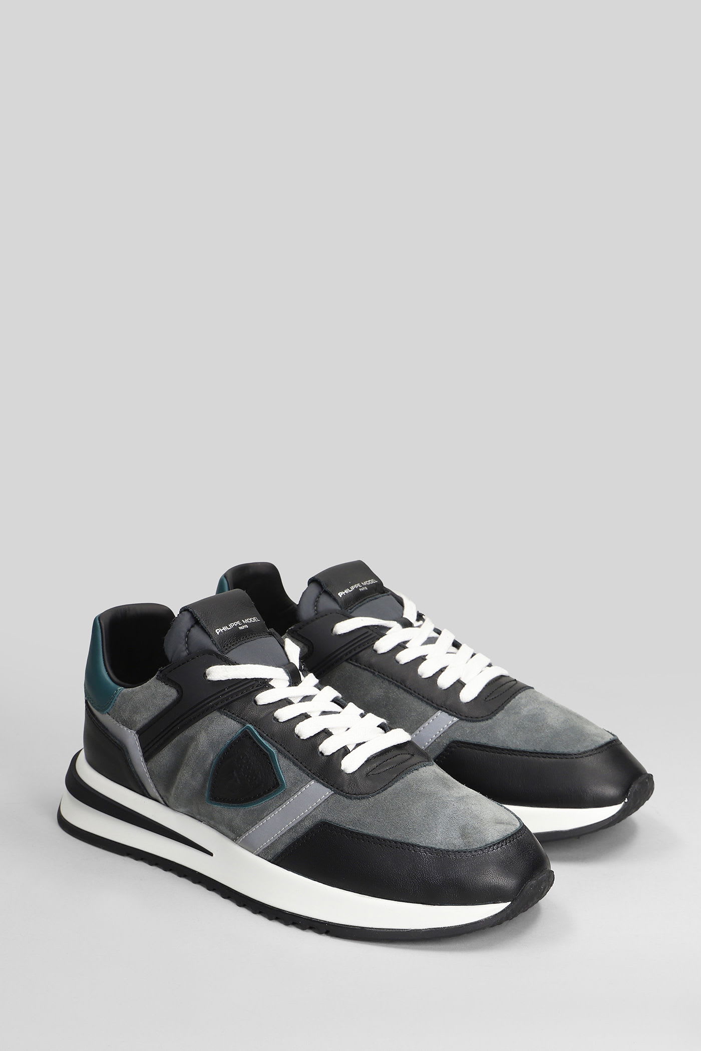 Philippe Model Trop 2.1 Low Sneakers In Black Suede And Leather In Black