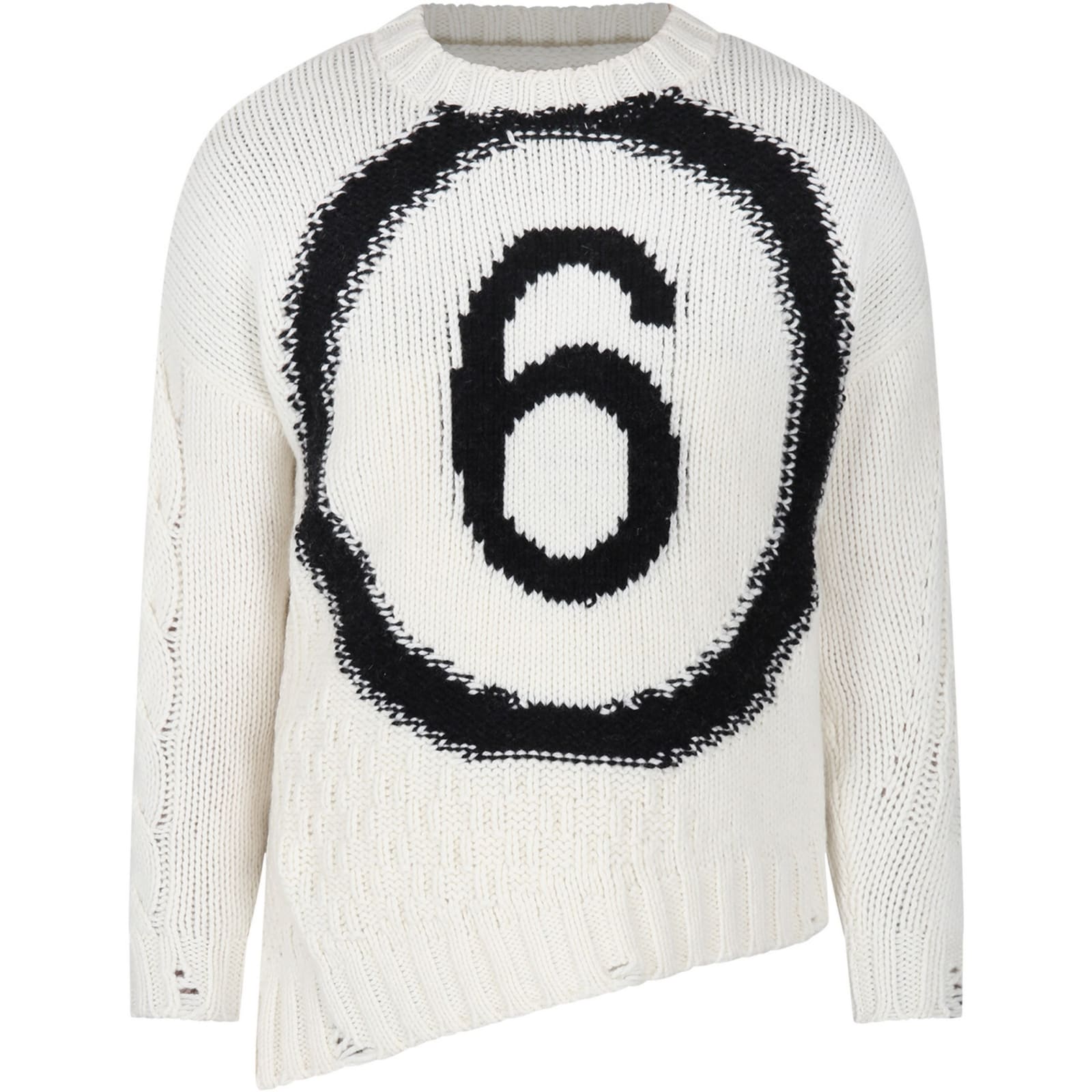 Shop Mm6 Maison Margiela White Sweater For Kids With Logo In M6101