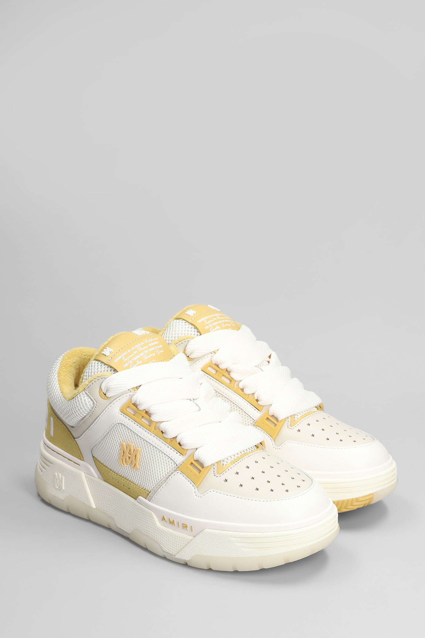 Amiri Ma1 Sneakers In Beige Leather And Fabric