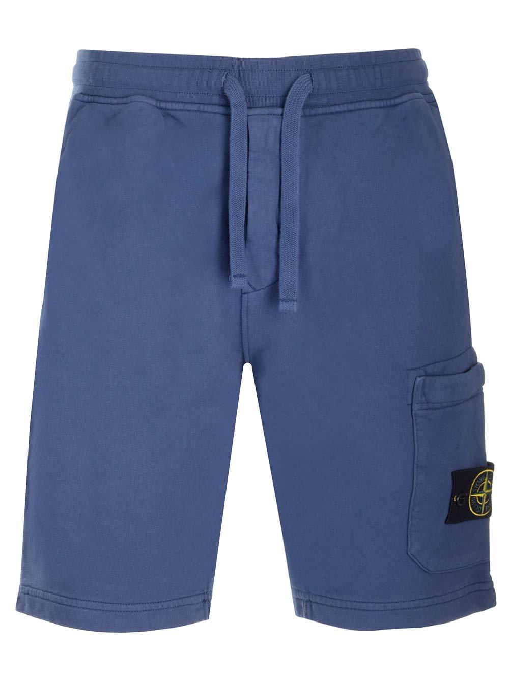 Shop Stone Island Blue Bermuda Shorts With Cargo Pocket