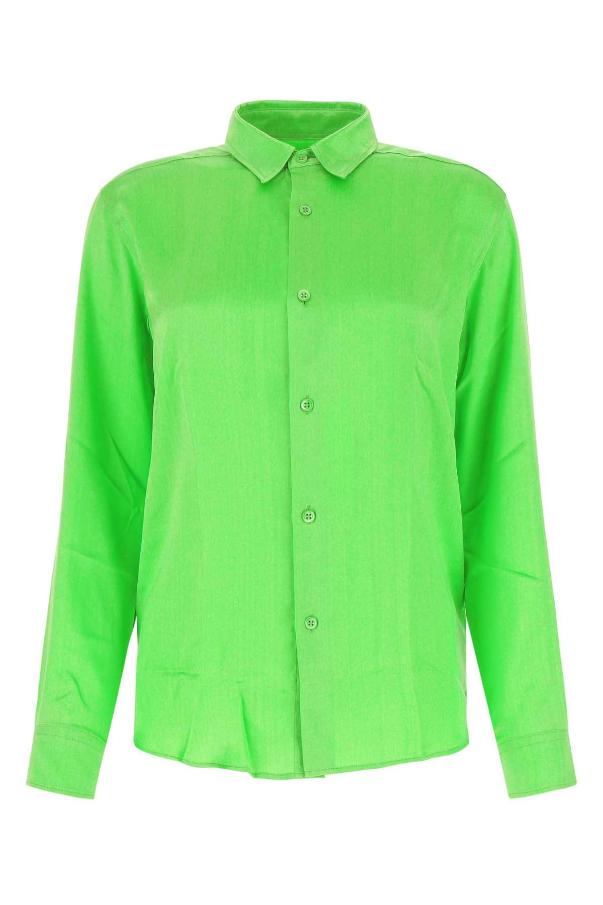 Shop Ami Alexandre Mattiussi Fluo Green Satin Shirt In 300