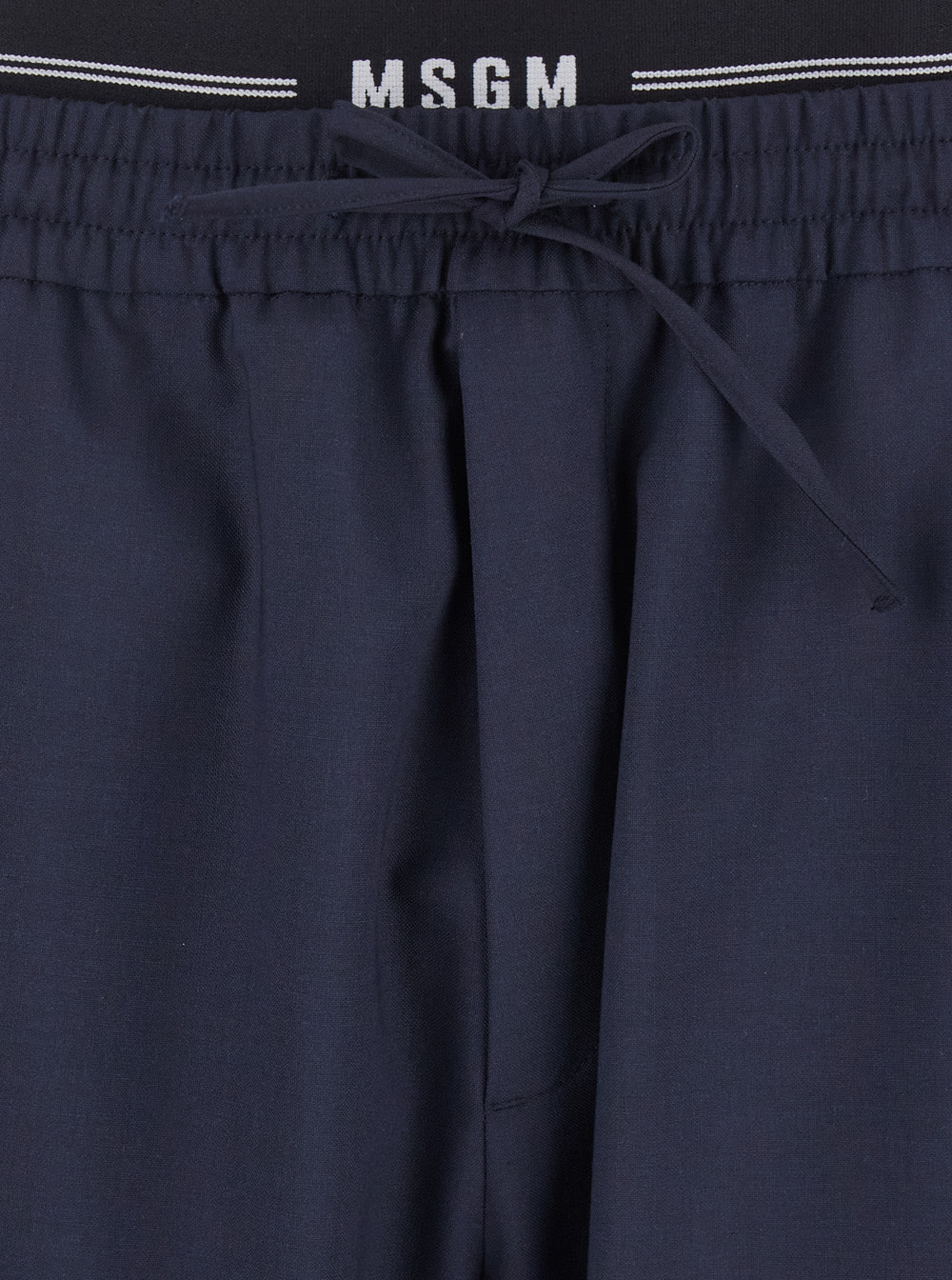 Msgm Blue Pants With Logo Band And Drawstring Waist In Cotton Man In Blu