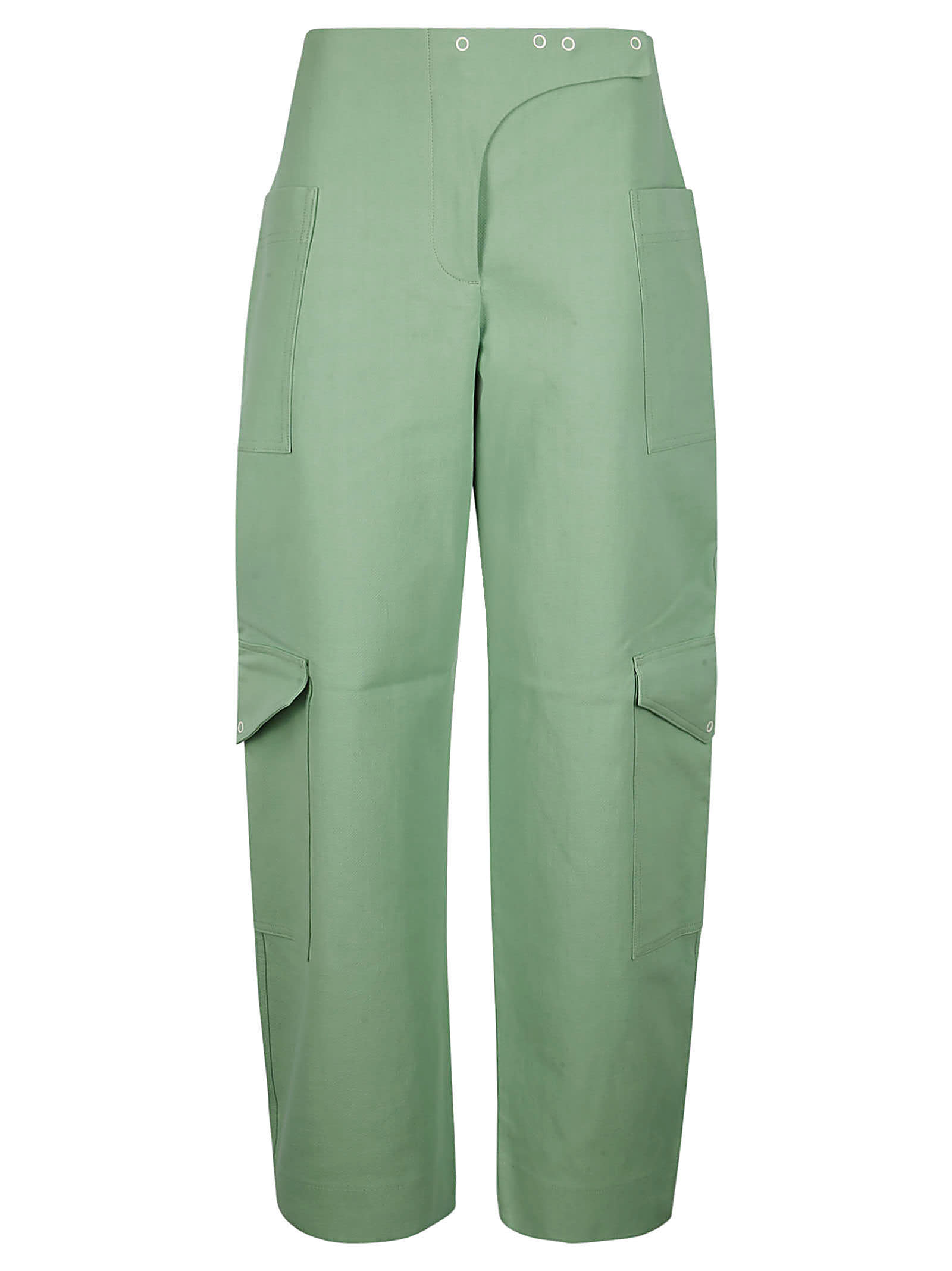Ganni Organic Cotton Cargo Suiting Pants In Peapod