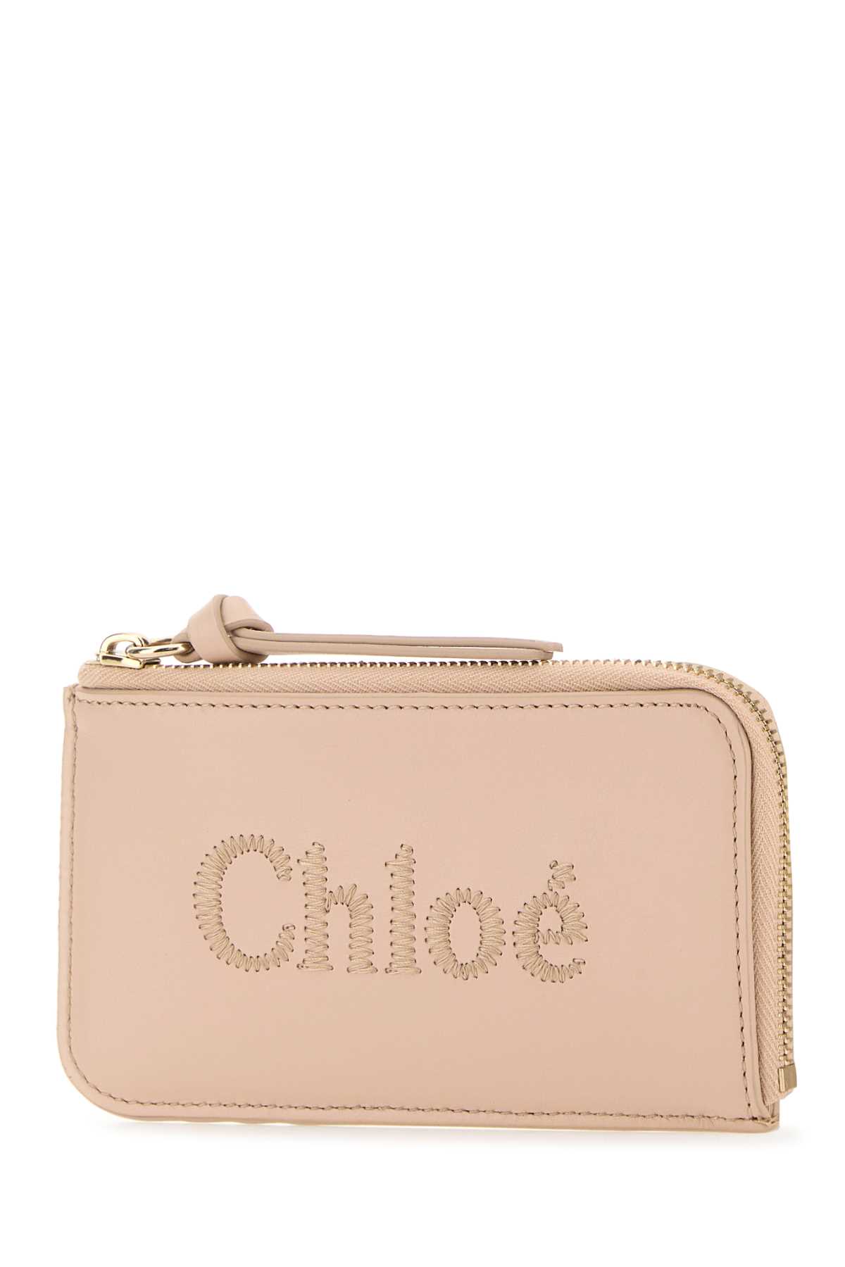 Shop Chloé Powder Pink Leather Card Holder In Cementpink