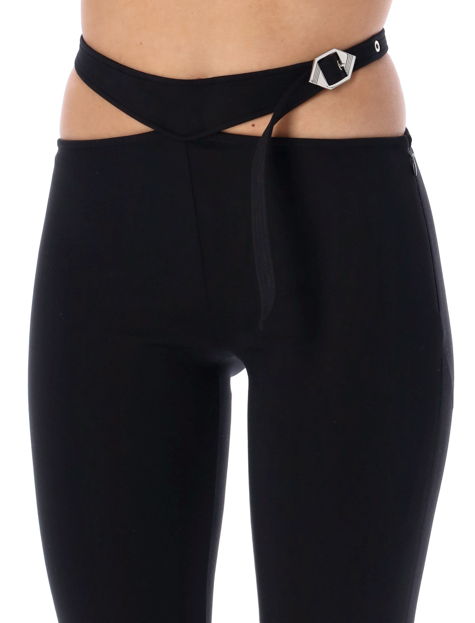 Shop Attico Belted Long Pants In Black
