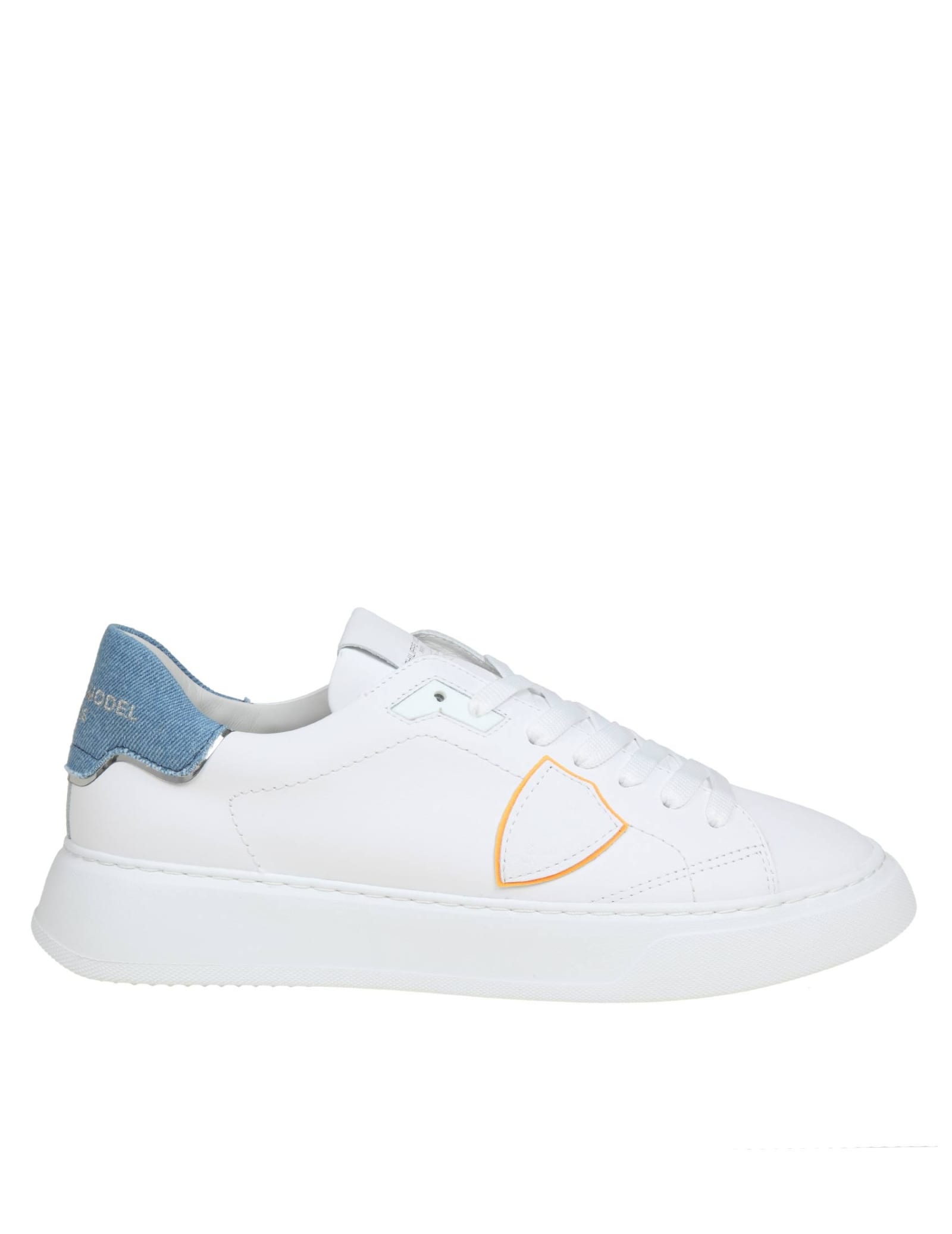 Temple Sneakers In White/blue Leather