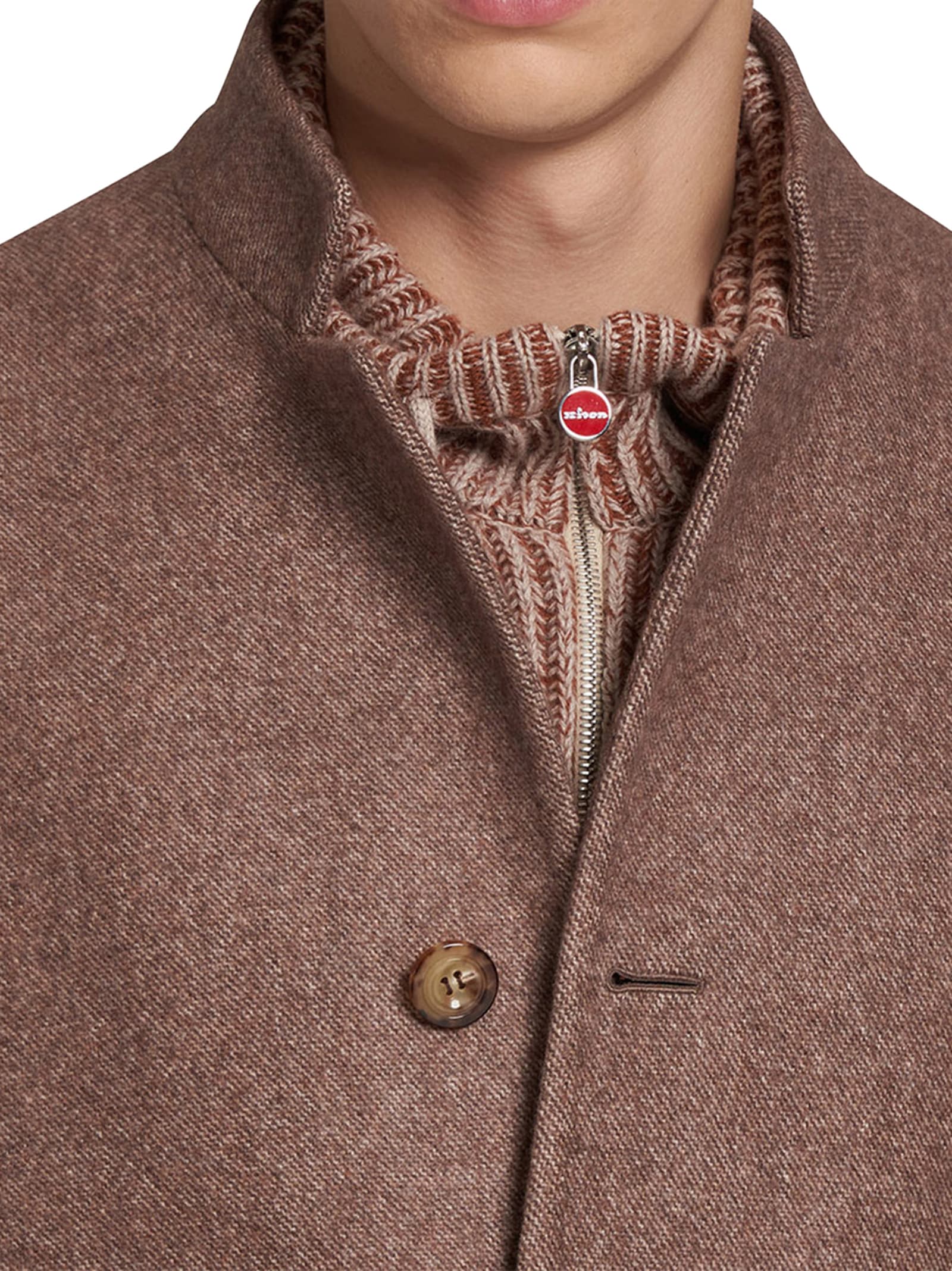 Shop Kiton Overcoat Cashmere In Beige