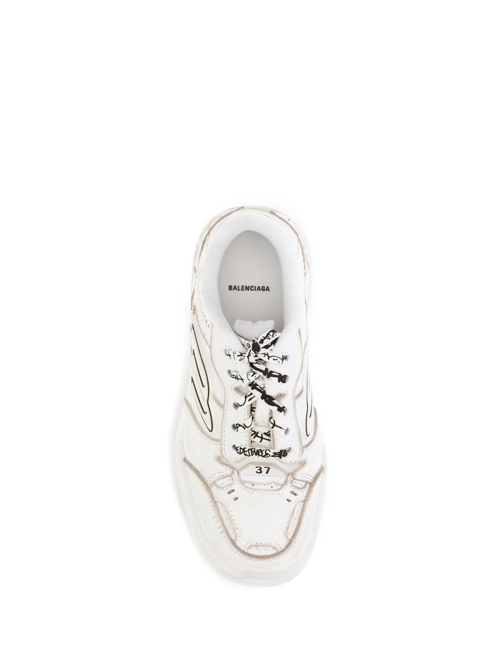Balenciaga Women Hamptons Worn-out Sneakers In White