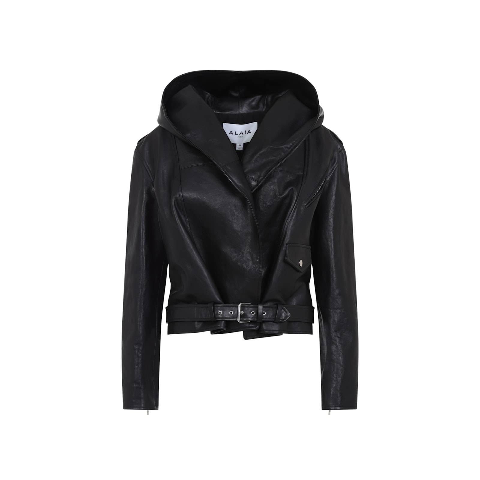 Shop Alaïa Biker Hooded Jacket In Noir Alaia