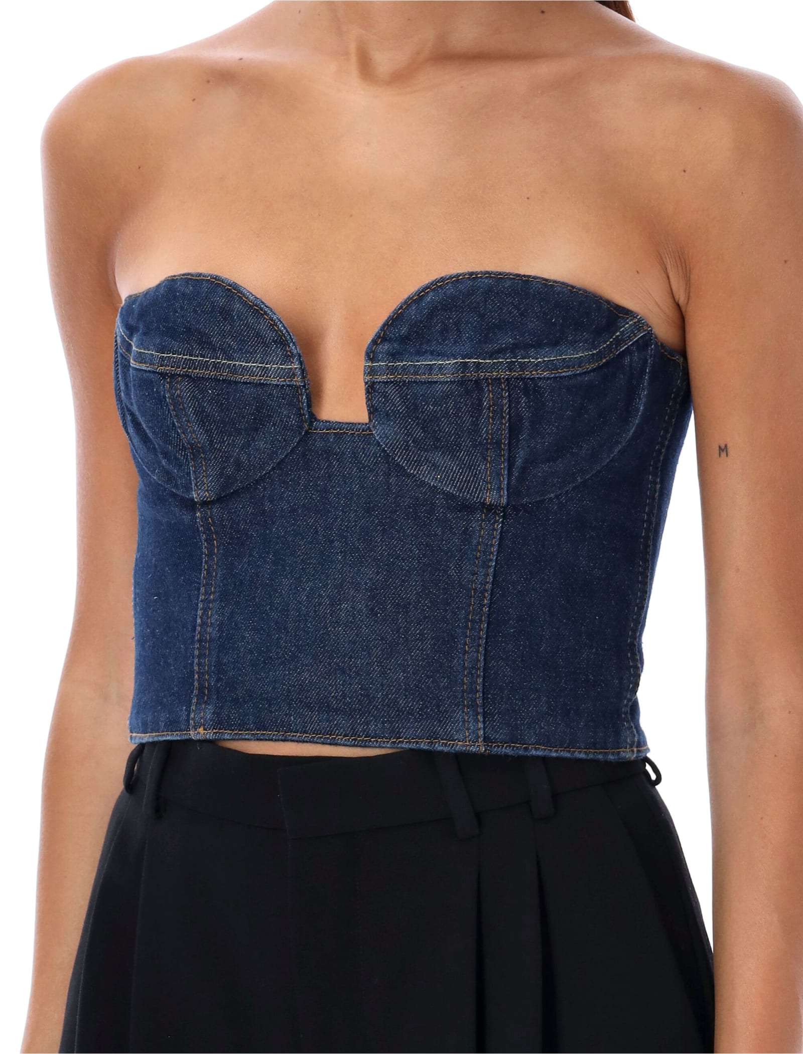 MAGDA BUTRYM BUSTIER DENIM TOP