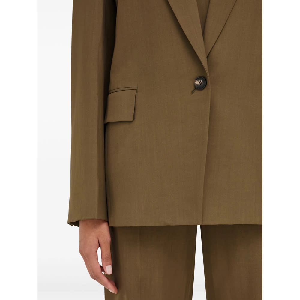 Ferragamo Khaki Single Breasted Blazer In Brown