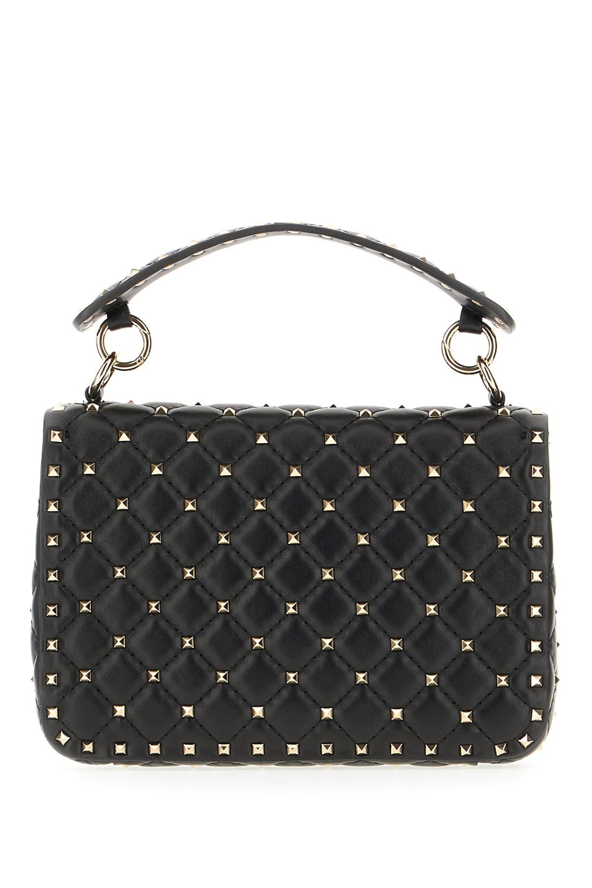 Shop Valentino Black Nappa Leather Medium Rockstud Spike Handbag In Nero