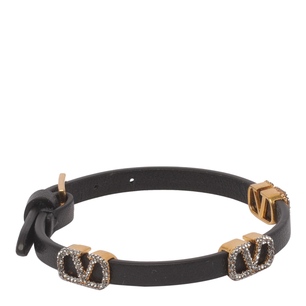 Shop Valentino V Logo Signature Bracelet In Black