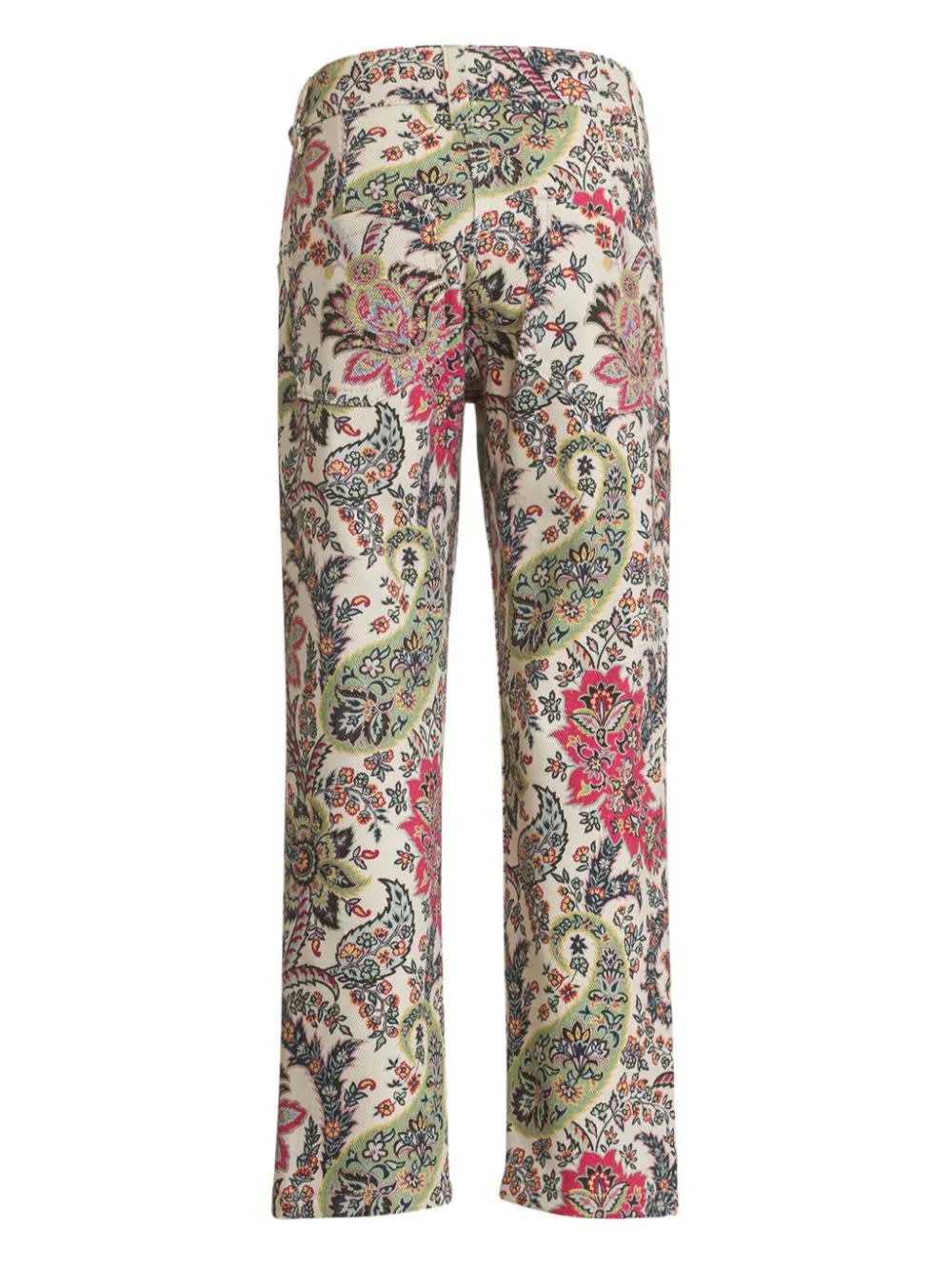 Shop Etro Jeans In Bull With Paisley Motifs In White