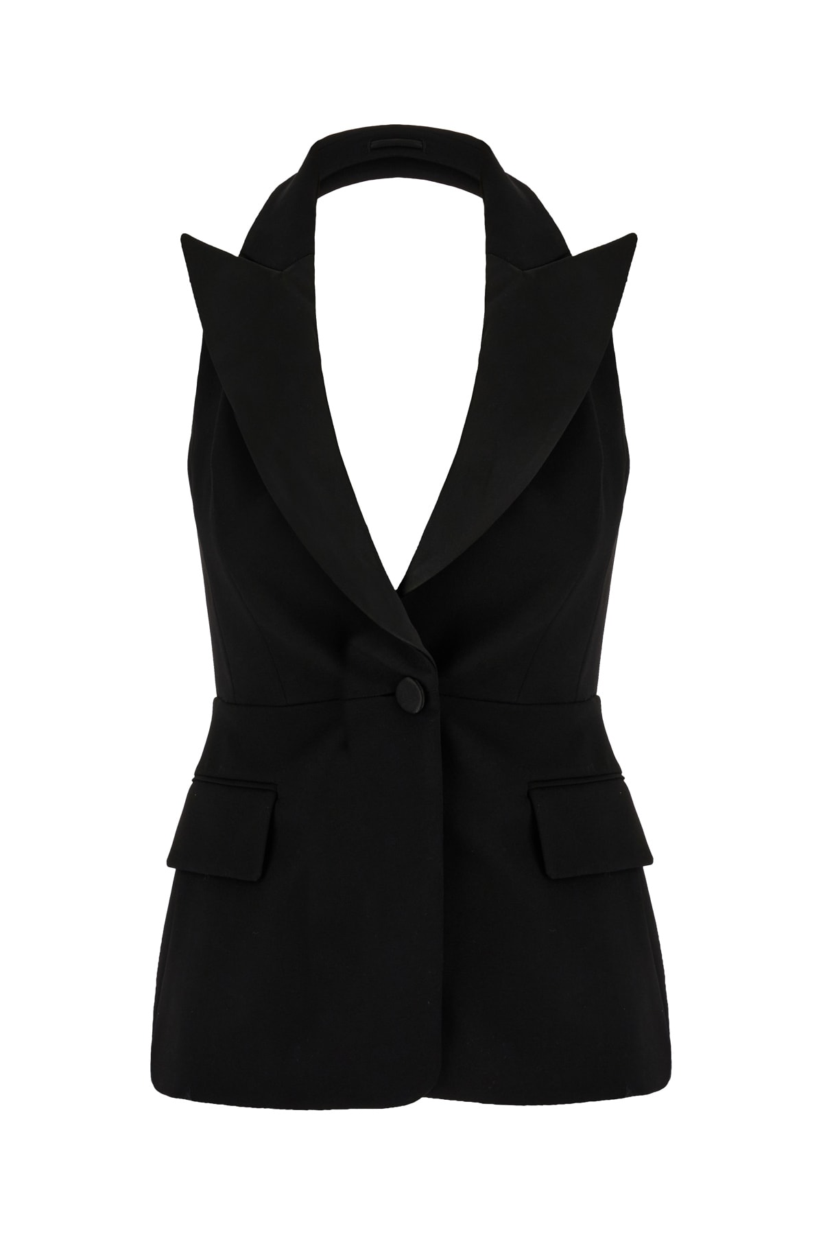 Shop Max Mara Black Stretch Wool Vest In 001