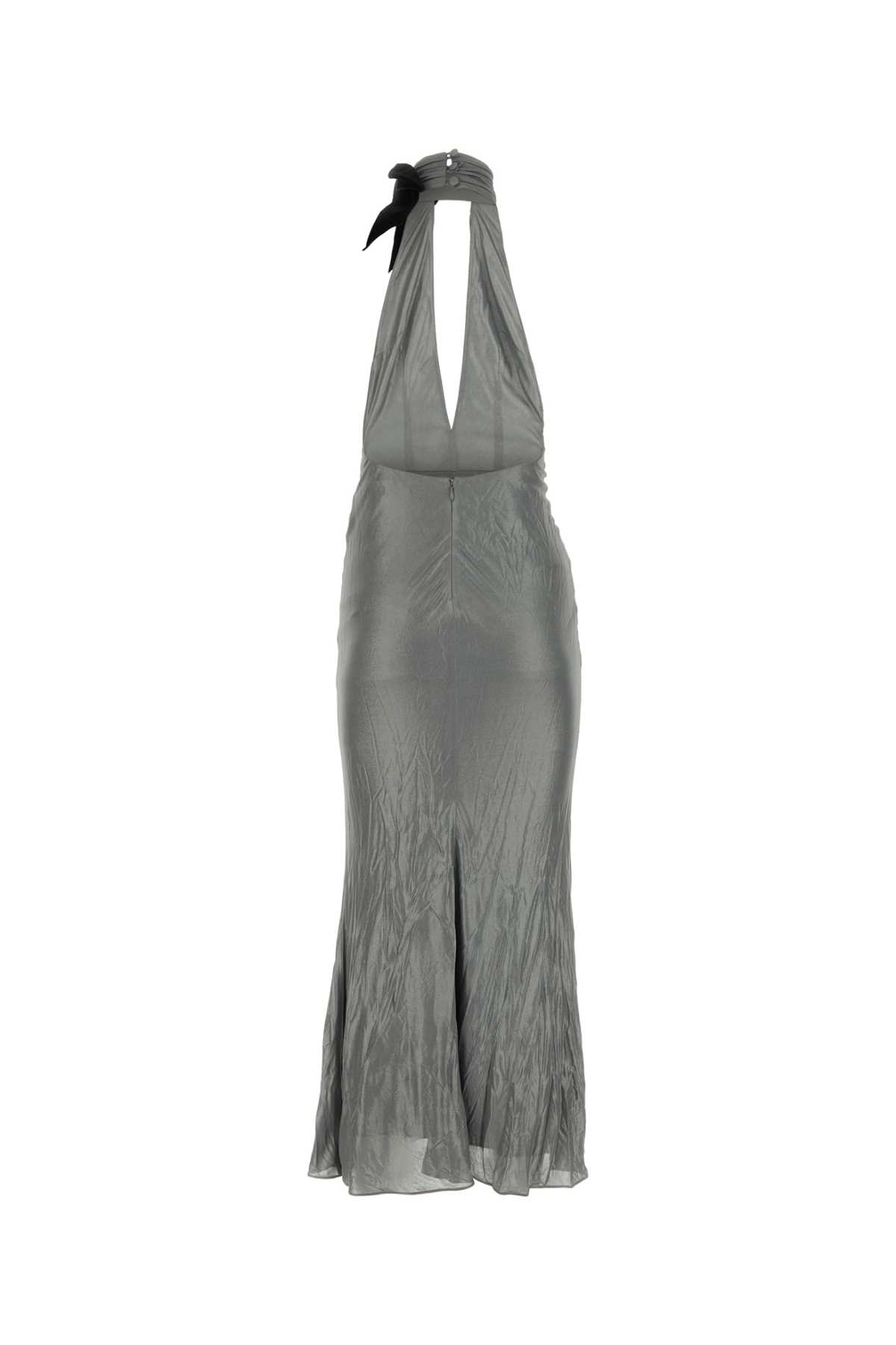 Shop Alessandra Rich Grey Viscose Dress In Silver