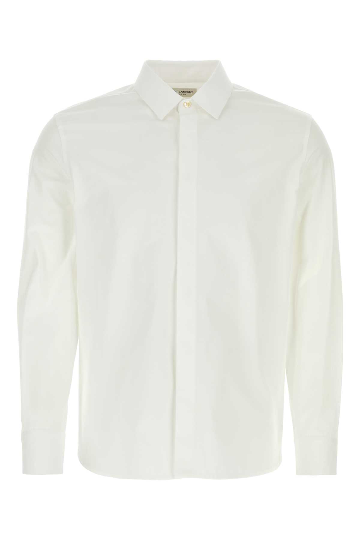 Shop Saint Laurent White Poplin Shirt In Blanc