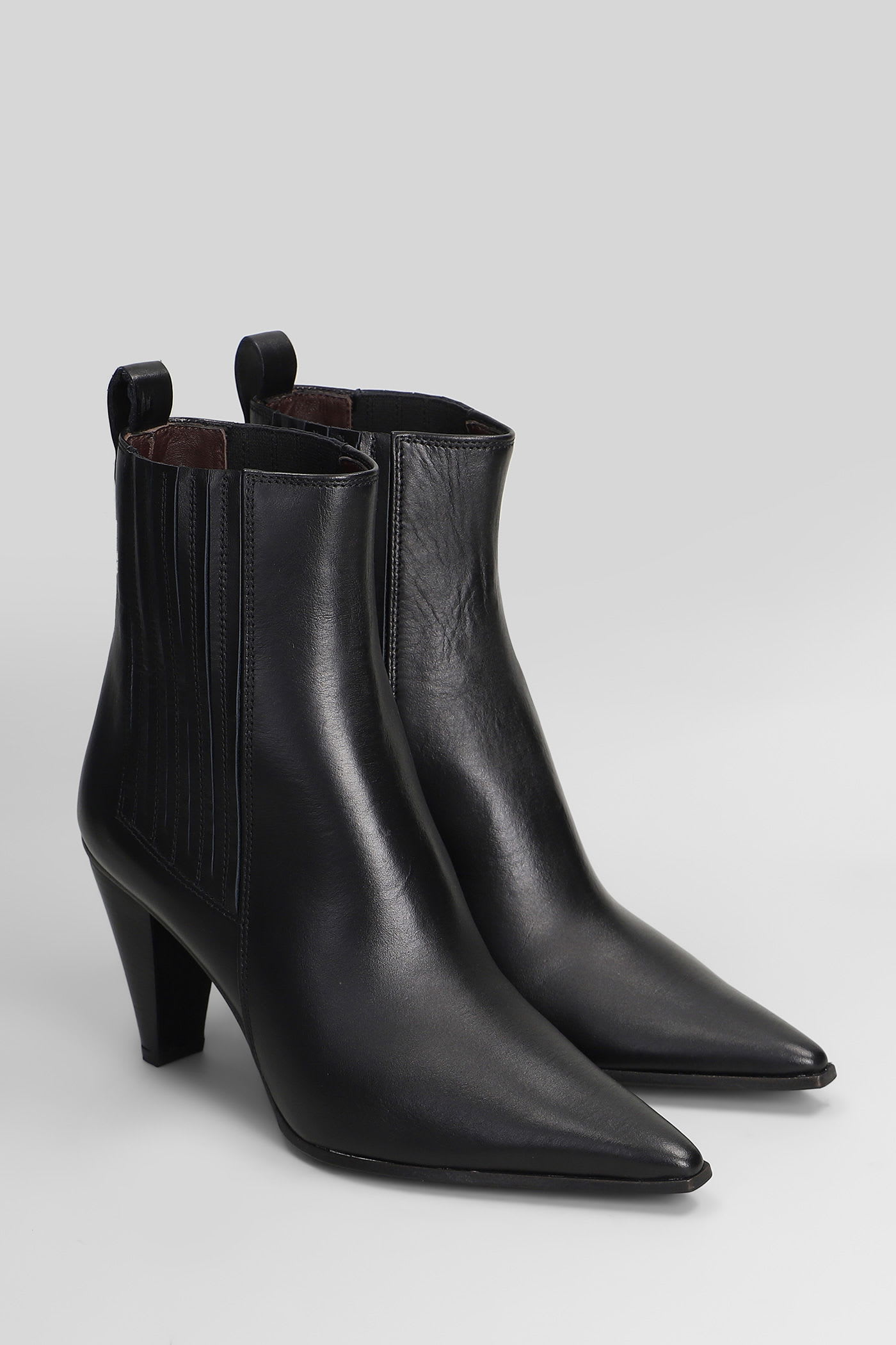 Roberto Festa Nova High Heels Ankle Boots In Black Leather In Multi