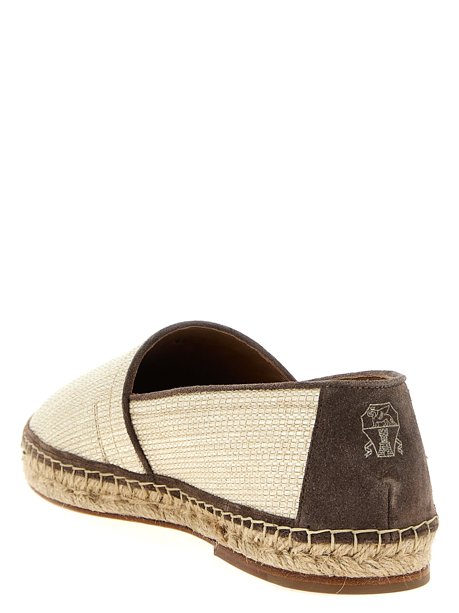 Brunello Cucinelli Round Toe Espadrilles With Woven Sole In Beige