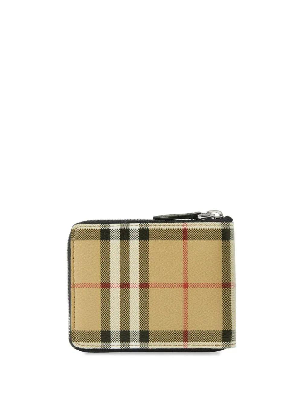 Burberry Checked Zip-around Wallet In Beige