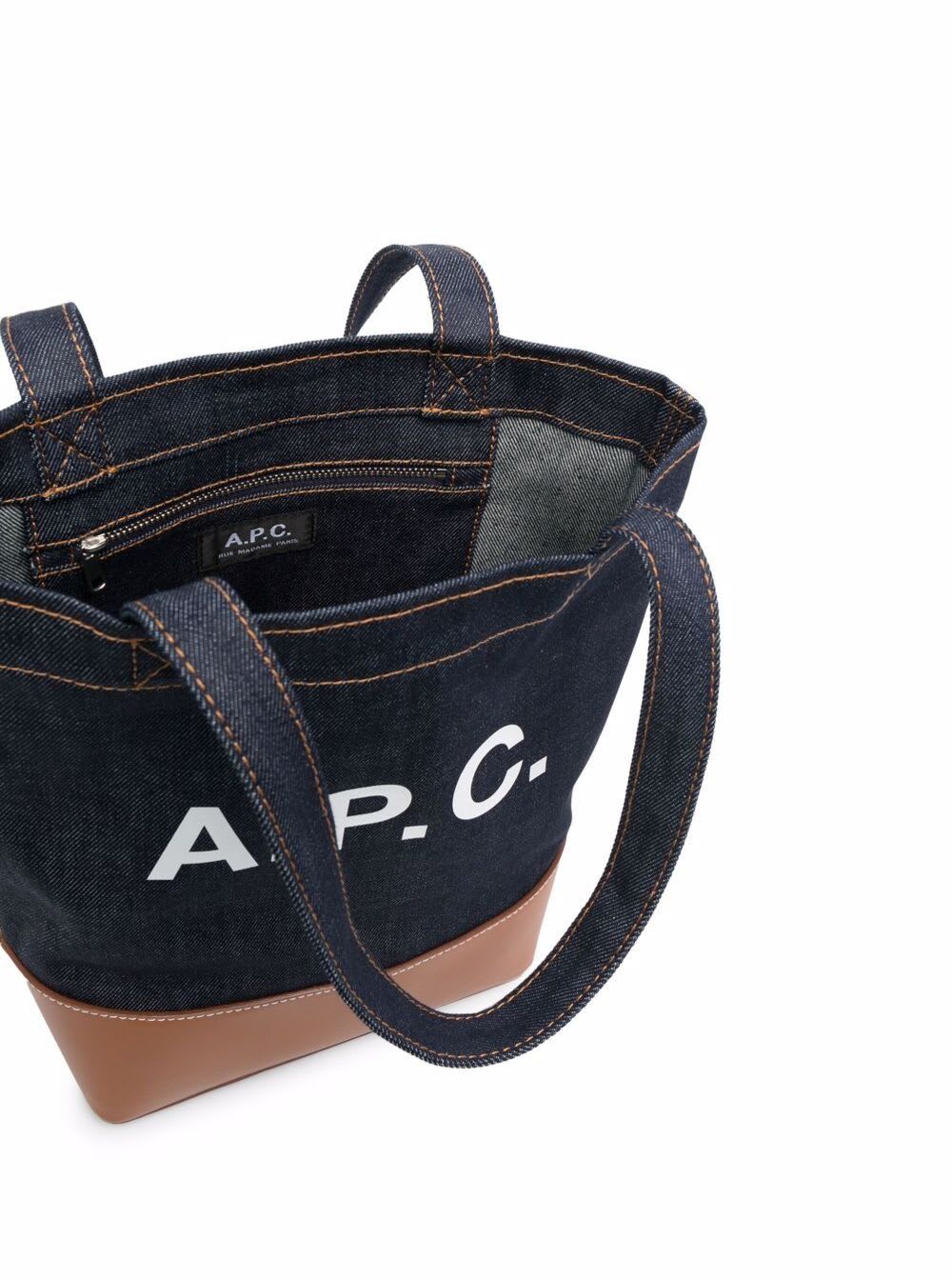 Shop Apc A.p.c Woman Fabric And Leather Tote Bag With Print In Brown