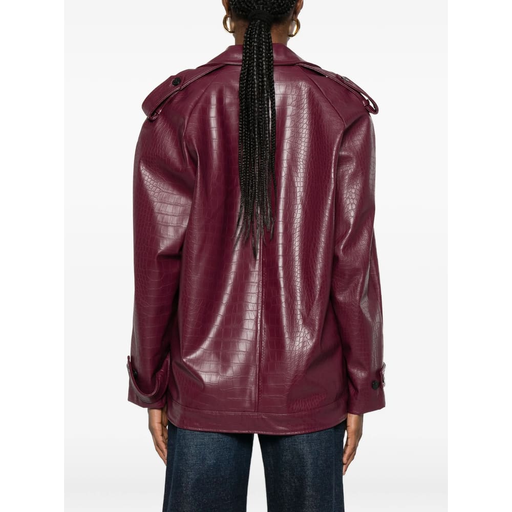 The Nina Studio Crocodile-effect Double-breasted Jacket In Red