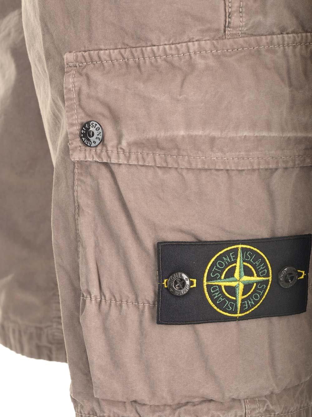 Shop Stone Island Logo Patch Knee-high Shorts In Multicolor