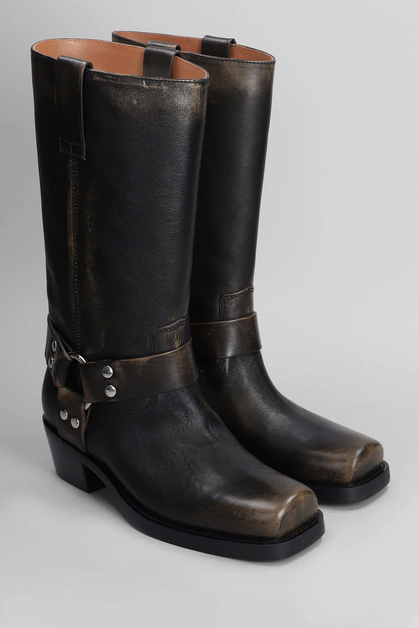 Paris Texas Roxy Boot Texan Boots In Black Leather In Multi
